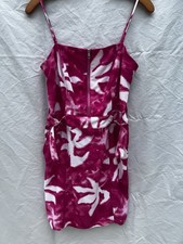 Bar III Women's S Abstract Bodycon Short Dress Square Neck Pink/White Zip