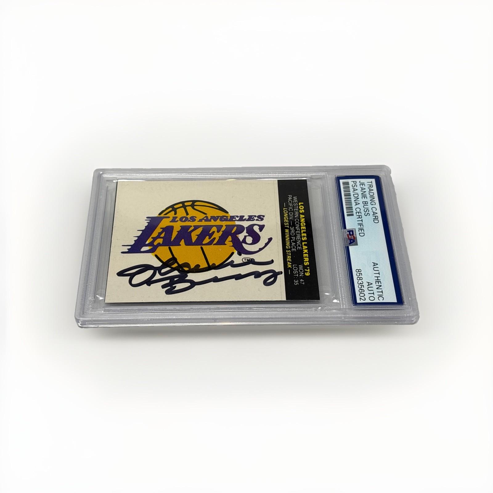 Jeanie Buss Signed Vintage Fleer Card Los Angeles Lakers Owner Auto PSA DNA view 1