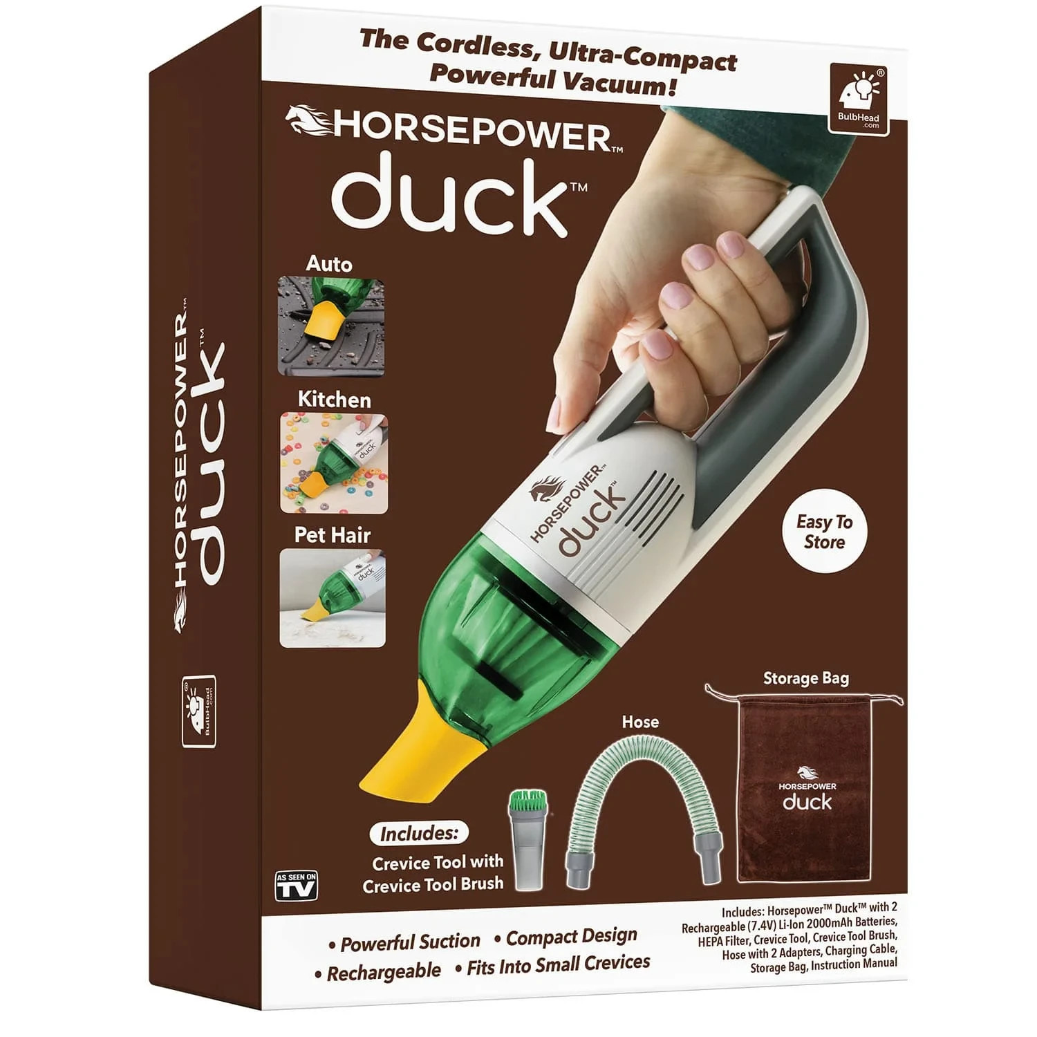 Horsepower Duck Cordless, Ultra-Compact, Powerful Vacuum R1-3224 As Seen On-TV
