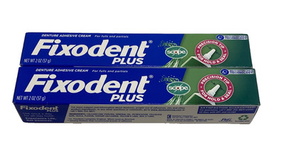Fixodent Plus Scope Flavor Denture Adhesive Cream 2.0 oz Pack of 2