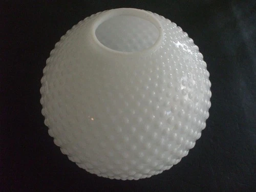 VINTAGE HOBNAIL MILKGLASS ROUND BALL HURRICANE LAMP SHADE