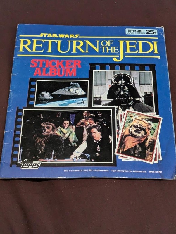 1983 Topps Star Wars Return of the Jedi Sticker Album With Some Sticker in Album