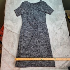 Talbots Sheath Dress Womens MP Black White Space Dye Ruched Short Sleeve Petite