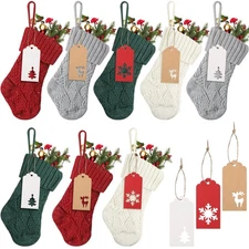 8 Pcs Christmas Mini Stockings 7 Inch Knitted Christmas Stockings with 30 Pcs...