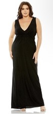 Mac Duggal 68536 Sz 16W Black Jersey Cut Out Long Gown Dress $398