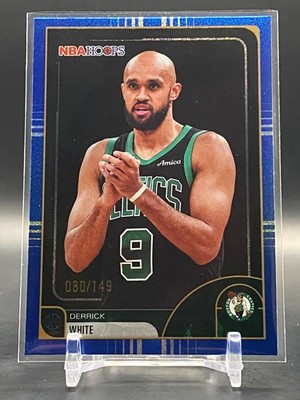 Derrick White 2025-26 Topps NBA Hoops Blue Pixel Burst #/149 Boston Celtics #177