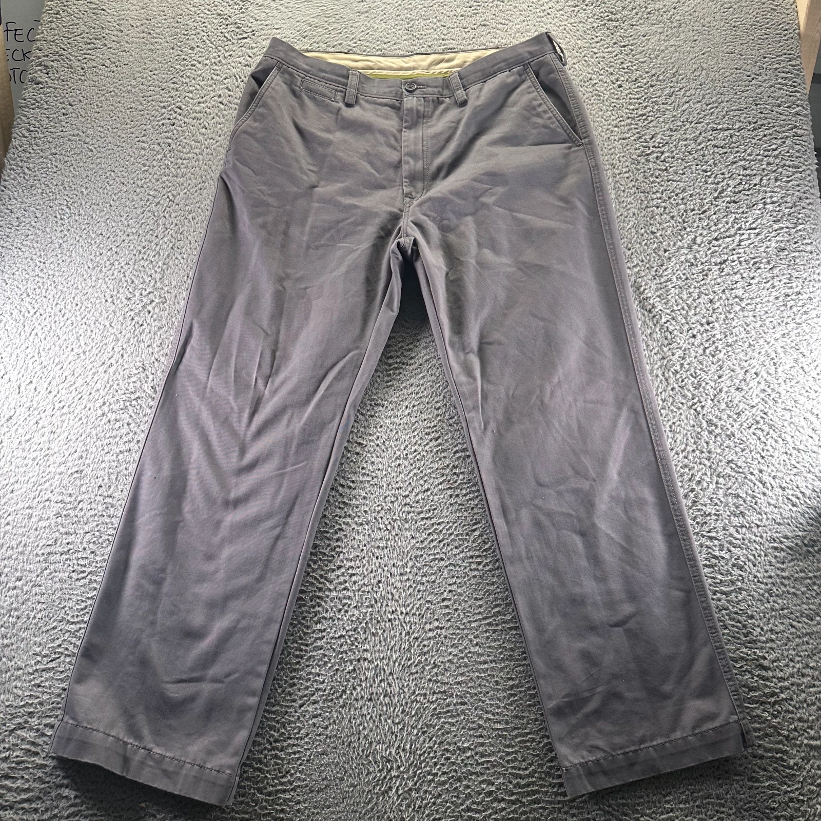 Haggar Life Pant Mens 38x32 Gray Cotton Khaki Straight Relaxed Utility Workwear