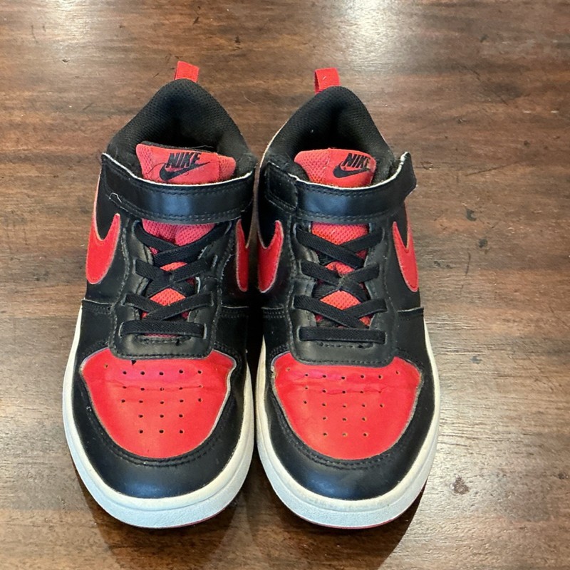 Nike All Day Play BQS451-007 Youth Athletic Sneakers Black Red 2.5Y Leather Mesh
