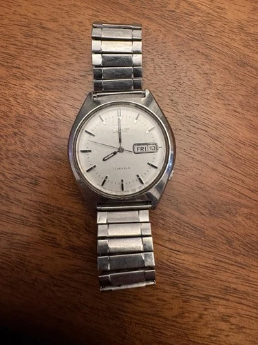 Seiko Automatic 42mm Silver Day/Date Dial Mens Watch 6309-8679