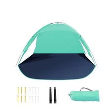 Beach Tent for 3-4 People, UPF50+ Sun Shelter with Breathable 3 3-Door Green
