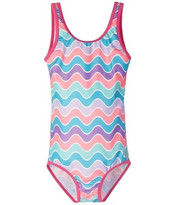 Reima Girls' One Piece Swimsuit Abstract Waves Uimaan Multicolor Size 6Y L16556