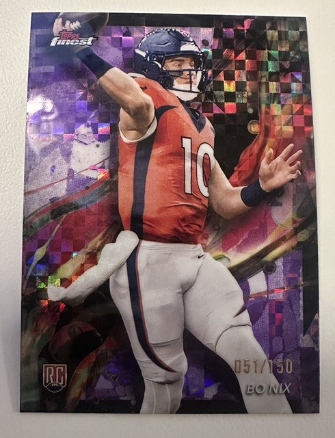 Topps 2024 Finest Bo Nix Broncos Purple X Fractor Rookie RC #051/150