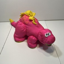 Vintage 1992 Fisher Price Dinosaur Pink Stegosaurus Puffalump Plush Squeak Nylon