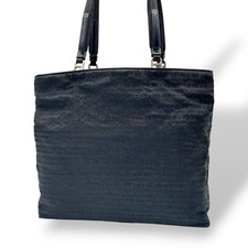Prada Tote Bag Black Allover Logo Plate Rare ...