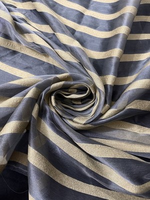 100 % reine Seide Streifen Stickerei Organza Stoff 4 m lang x 54 Zoll Nähen Handwerk -154