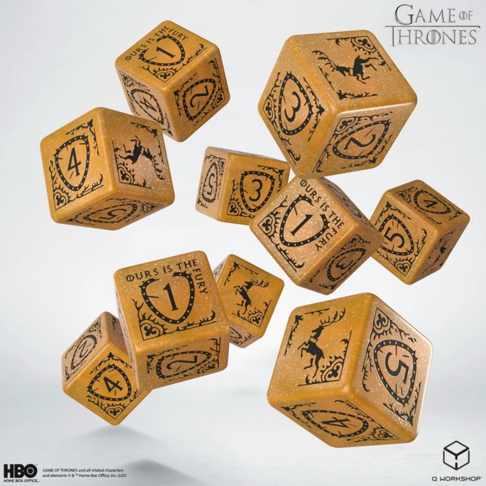 Juego de Dados Baratheon Juego de Tronos 10x D6 Amarillo/Negro Q-Workshop Licenciado Foto 3 de 4