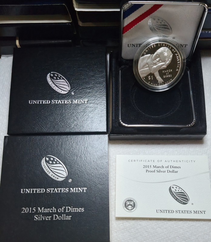2015 W March Of Dimes Commemorative Proof Silver Dollar In OGP W/COA. A1637