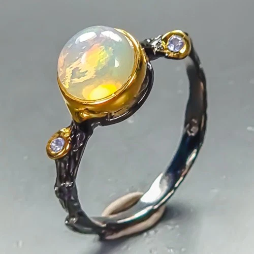 Handmade Natural Opal Ring 925 Sterling Silver Size 6.5 /R464241