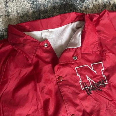 1980’s Nebraska Made in USA AUBURN SPORTSWEAR POLYESTER COLLARED COACH’S JACKET - Image 1 of 4