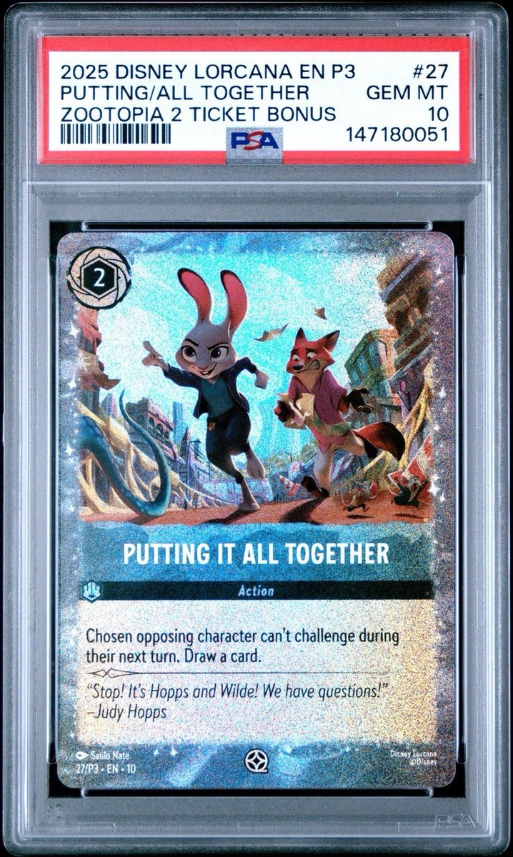 Lorcana Putting It All Together Zootopia Movie Promo Card PSA 10