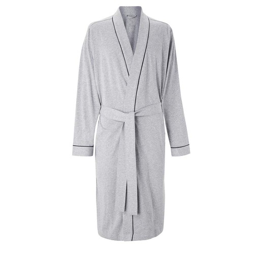 HOLOVE Lightweight Cotton Bathrobe For Mens with Long Sleeve Knit Kimono Robe... - Picture 3 of 6