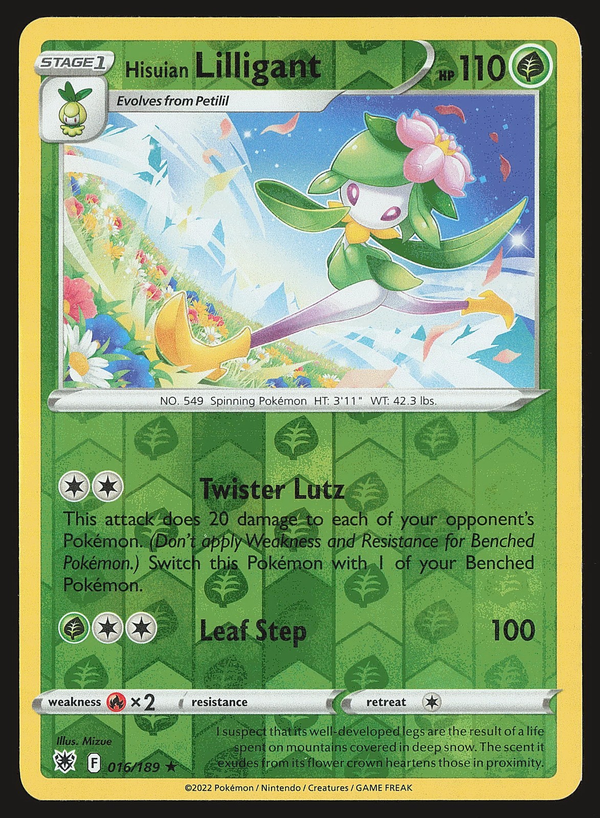 SWSH10: Astral Radiance Hisuian Lilligant #016/189 Reverse Holo Pokemon Card
