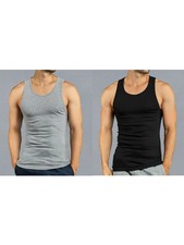 Knocker Men's Black Grey 100 Cotton Undershirts Tank Top A Shirts Pack of 6 pc