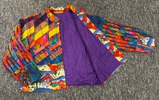Vintage Handmade Lined Quilted Stitched Embellished Southwest Print Open Jacket