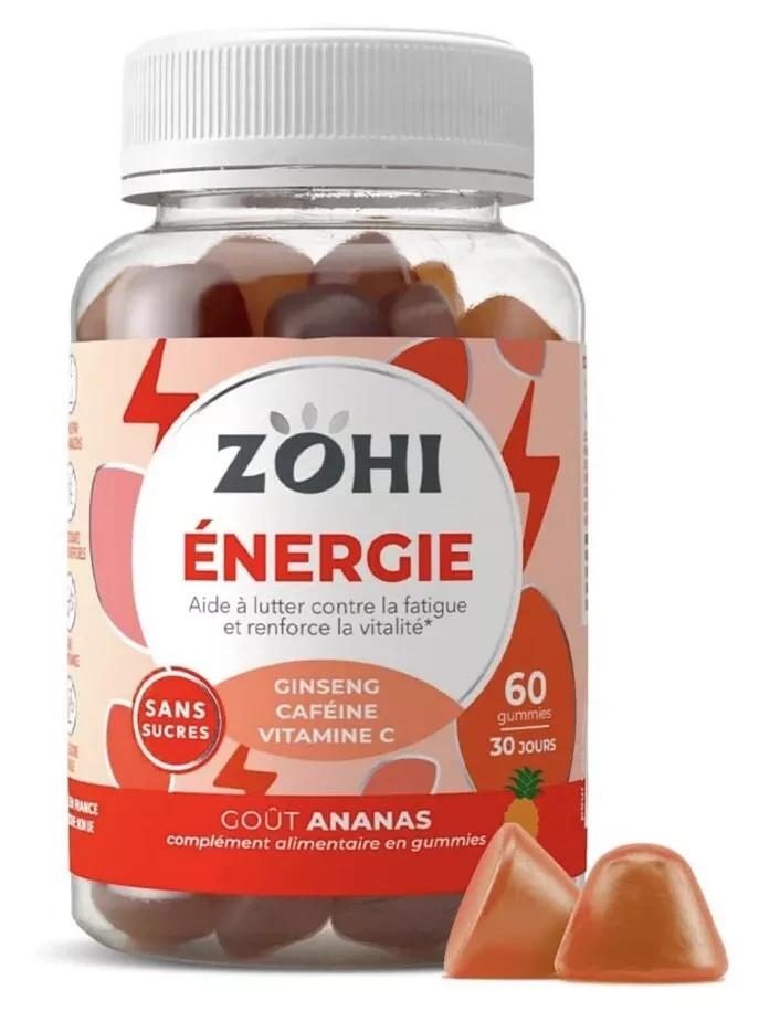 ZOHI Énergie gommes boost pour vitalité quotidienne flacon de 60 gummies antifatigue