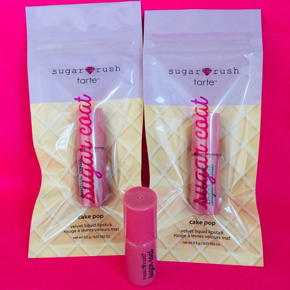 Lápiz labial líquido Tarte Sugar Rush Cake Pop .017 oz nuevo en bolsa. Pack de 5 viajes Foto 2 de 4