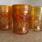 VINTAGE FENTON CARNIVAL GLASS TUMBLER CATTAILS AND WATER LILIES Lot Of 3 (16MEC) — photo 7