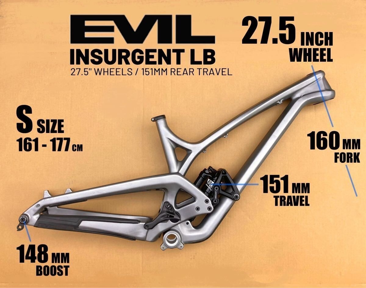 EVIL INSURGENT LB/ Sサイズ / イービル インサージェント EVIL Insurgent LB 2019-2023 Frame Set Carbon 27.5 Trail Matte