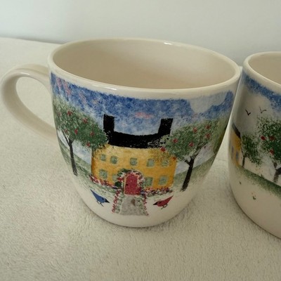 Vintage Set of 2 Nikko Remember When Coffee Mugs House Balloon Deb Mores
