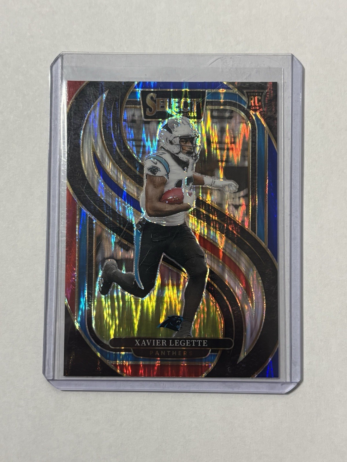 2024 Panini Select Xavier Legette Premier Level Red Blue Shock Prizm RC #101