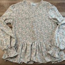 Paper Crane Floral Button-Down Blouse