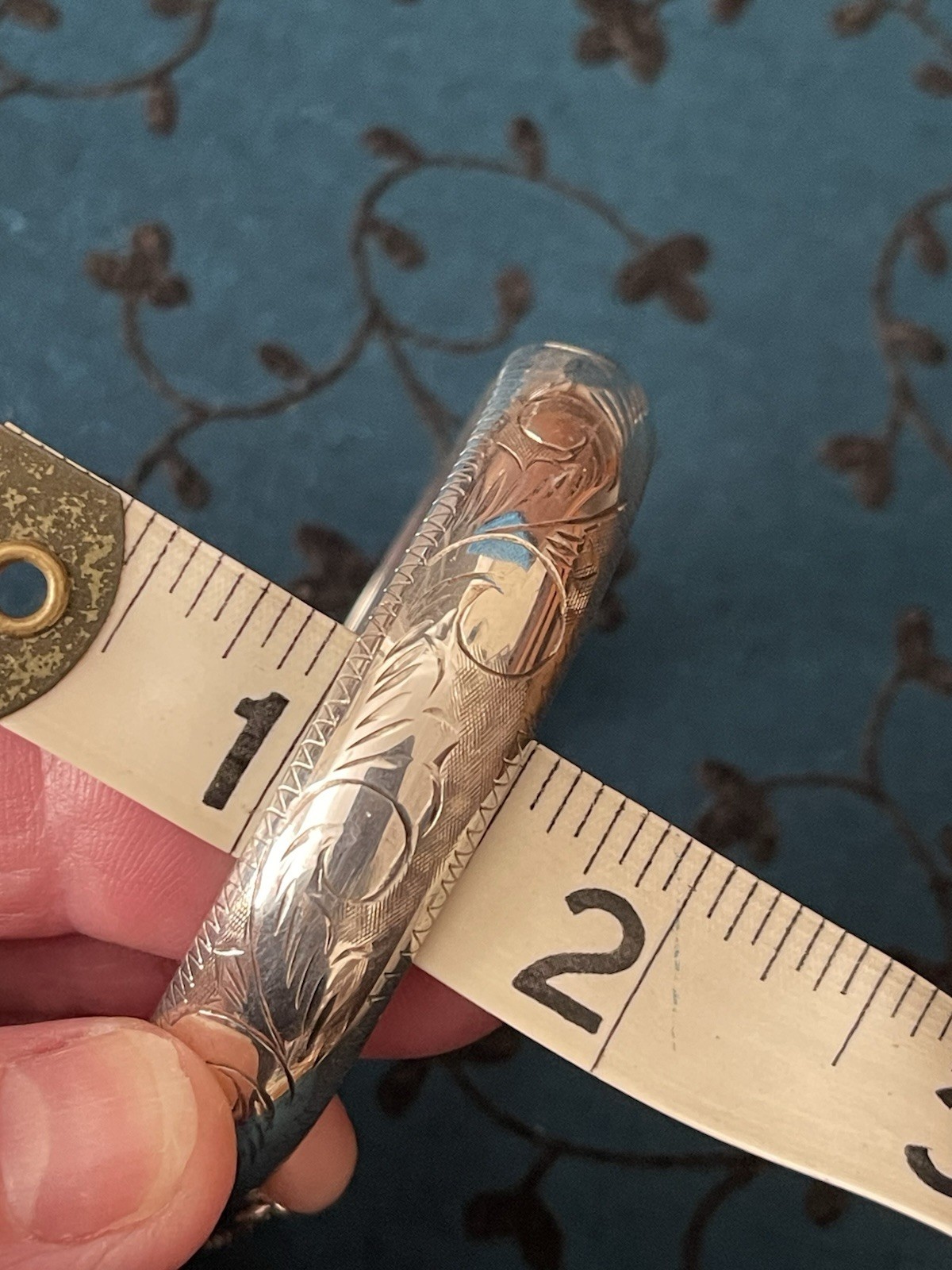 SILVER 925 ETCHED BANGLE-HINGED BRACELET VINTAGE … - image 15