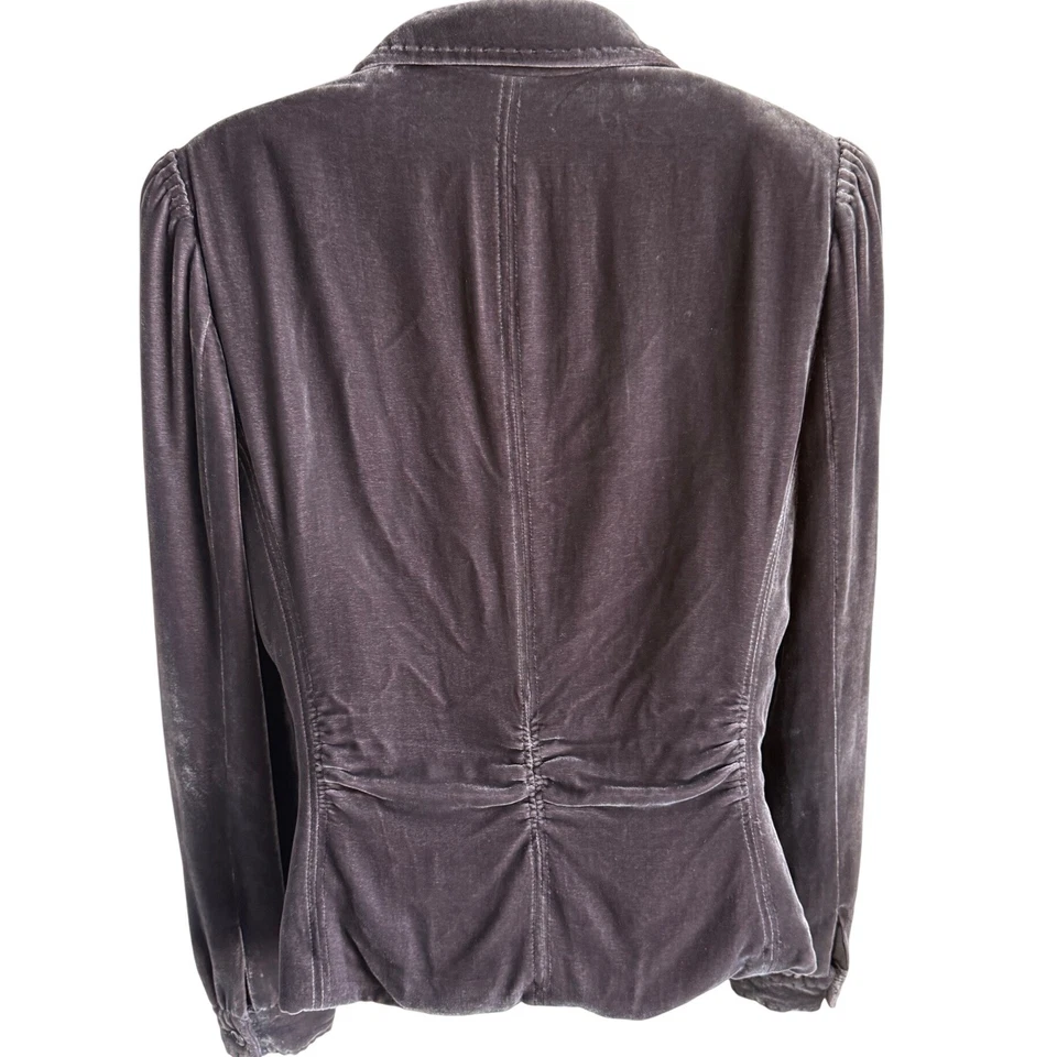 Blazer Tahari Marrón Chocolate Terciopelo Mediano Mezcla Seda Chaqueta Romántica Academia Foto 3 de 4