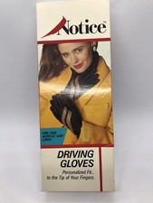 Vintage Notice Driving Gloves One Size Black Unlined NOS