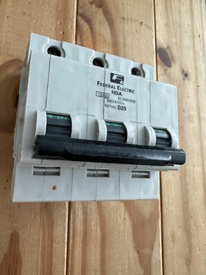 FEDERAL HDA3P20 20 AMP CURVE D 10kA TRIPLE POLE MCB HDA STABLOK