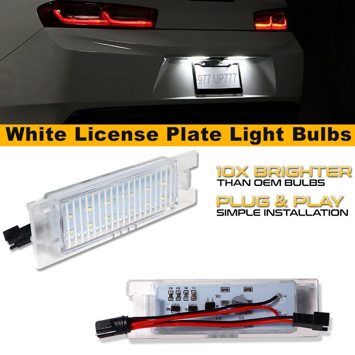6000K WHITE SMD LED License Plate Light For 2014-2021 Chevy Camaro