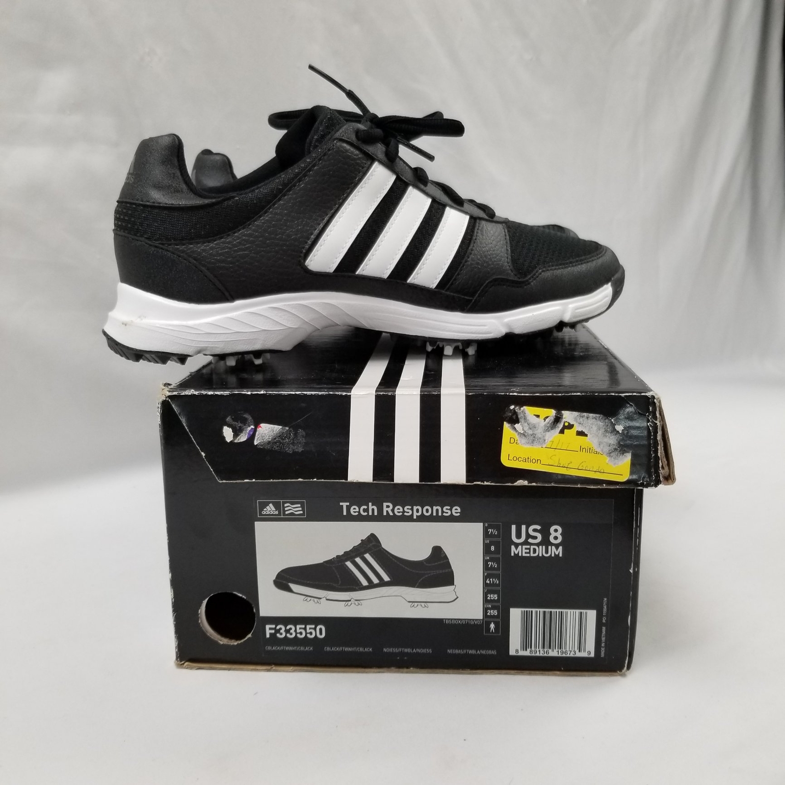 NEW Adidas Tech Response 2.0 Golf Shoes F33550 Black/White Synthetic