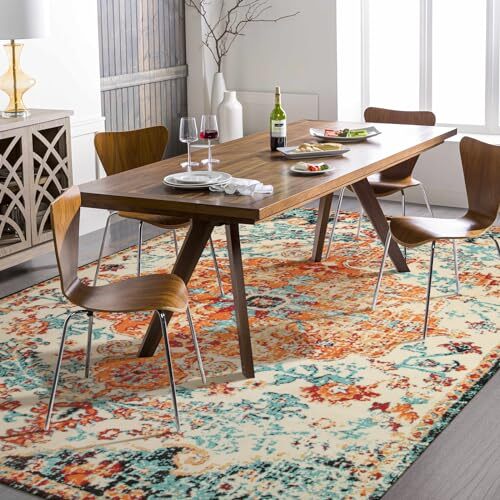 Orange 6x9 Area Rugs Boho Washable Area Rug for 6' x 9' Orange/Multi - Picture 5 of 8