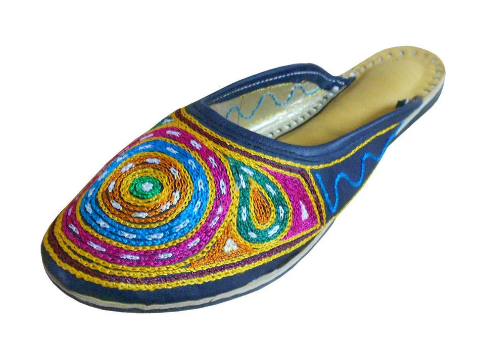 Tamancos femininos de couro feitos à mão indiano casual tamancos jutties chinelo EUA 10 - Imagem 3 de 4