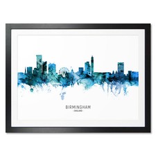Birmingham Skyline, Poster, Canvas or Framed Print, watercolour painting 20552