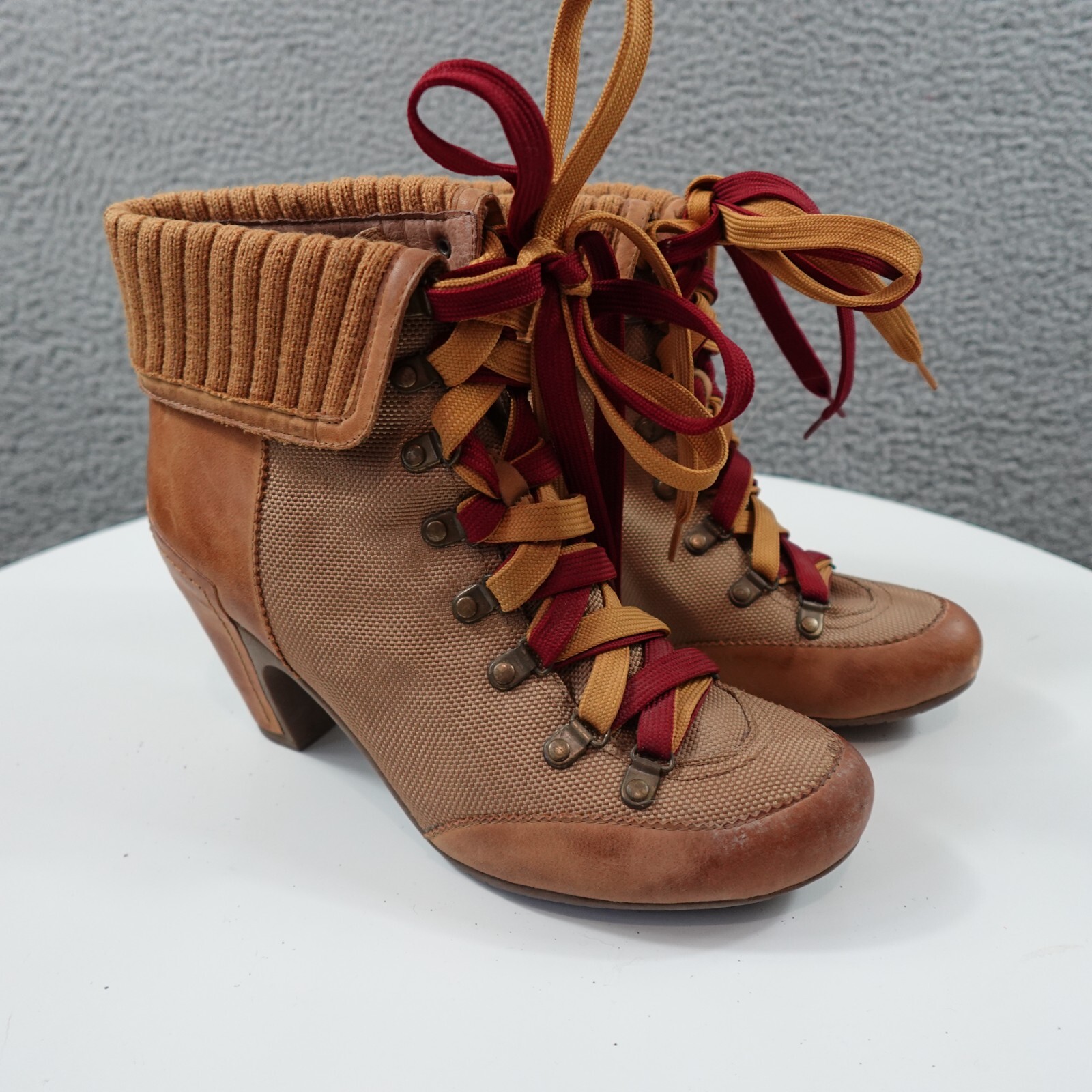 Miz Mooz Womens Shoe 8 Brown Leather Robin Heels Boots High Top Corporate Work