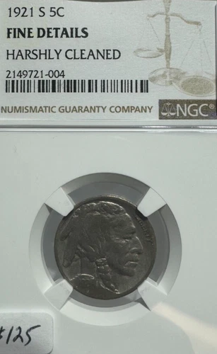 1921 S INDIAN HEAD BUFFALO NICKEL NGC FINE