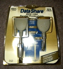 New  DATA SHARE 10 ft. IEEE-1284 DB25 Parallel Printer Cable. Gold Connectors.