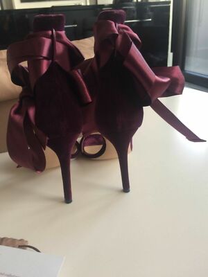 Sandales Gianvito Rossi Velours Satiné Pruneau - Taille 35.5, Occasion Très Peu Porté
