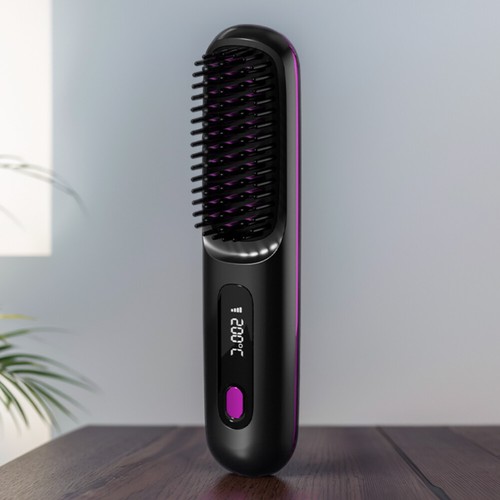 Ionic Hot Comb Glätteisen Anti-Verbrühung Kabelloser Haarglätter (Schwarz) - Bild 8 von 12