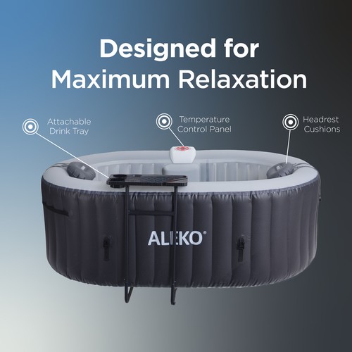 ALEKO Oval Inflatable 2 Prs Hot Tub 145 Gallon 100 Bubble Jets Black Diamond - Picture 2 of 11